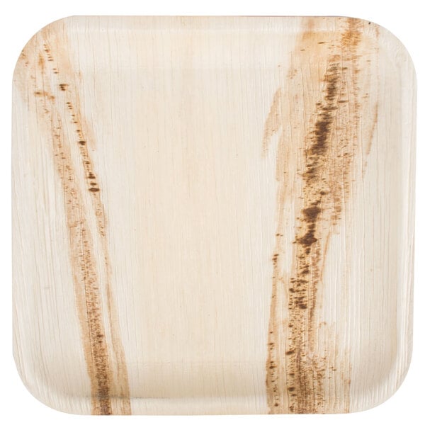 Palm Leaf Square Plate with Rounded Corners PK210BBA1717 6 x 6 x 0.8 Case of 25 Eco Friendly Compostable Wooden Disposable Plates PacknWood 