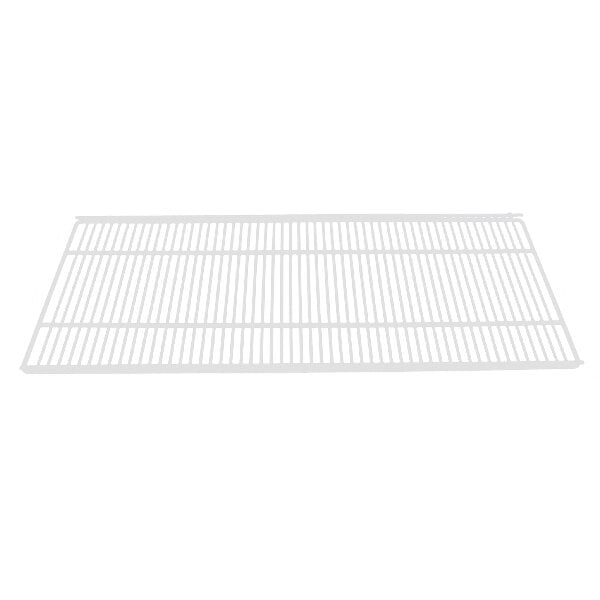 A white metal grid shelf.
