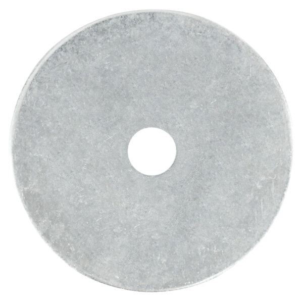 A round metal disc with a white center and black border.