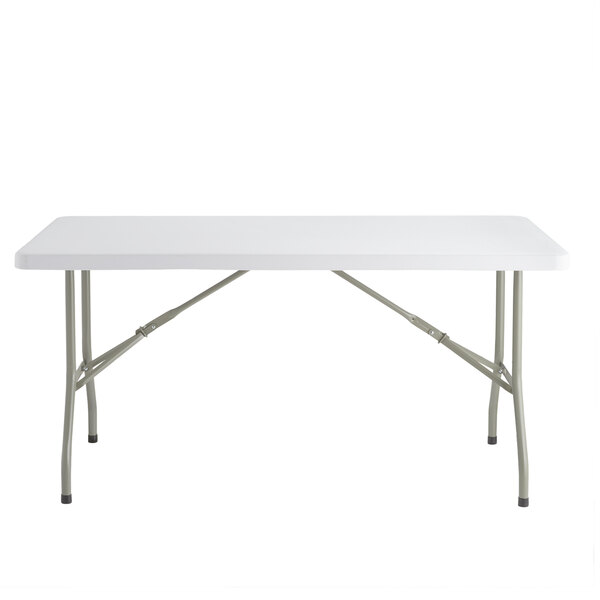 18" x 60" Granite White Folding Tables Heavy Duty Blow Molded Plastic Rectangle 