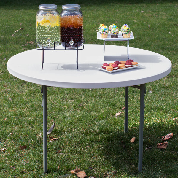 Round Folding Table 48 Heavy Duty Plastic White Granite Lancaster Table Seating 48 Round Heavy Duty Granite White Plastic Folding