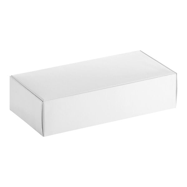 A white rectangular 1-piece candy box with a lid on a white background.