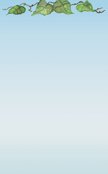 Menu paper with a white background and a grapevine design with leaves and vines.