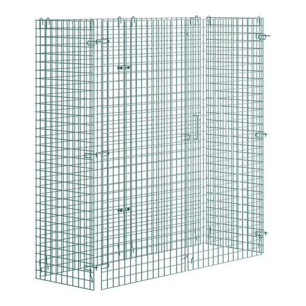 A Regency green wire security cage with doors.