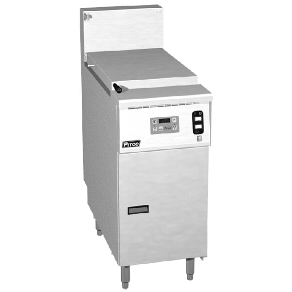 A Pitco commercial rethermalizer with digital controls and a black handle.
