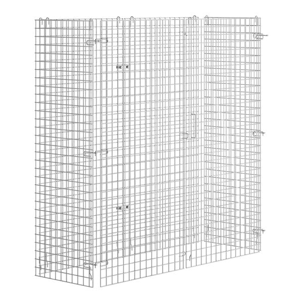 A wire mesh cage with doors.