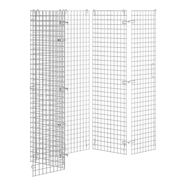 A metal wire security cage with a door.
