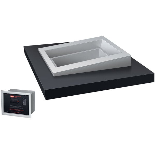 A white rectangular Hatco drop-in cold food well with a black digital display.