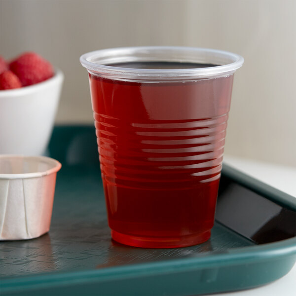 clear red plastic cups