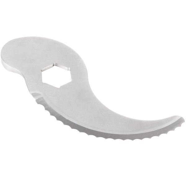 A Robot Coupe Coarse Serrated Edge Blade with a hexagonal nut.
