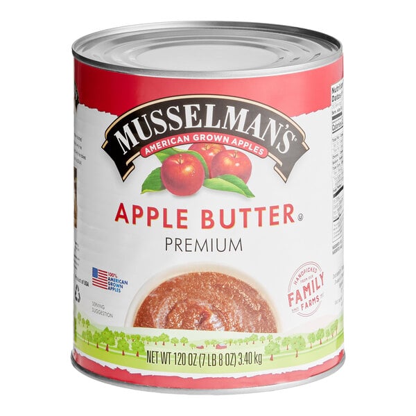 A large can of Musselman's premium apple butter.