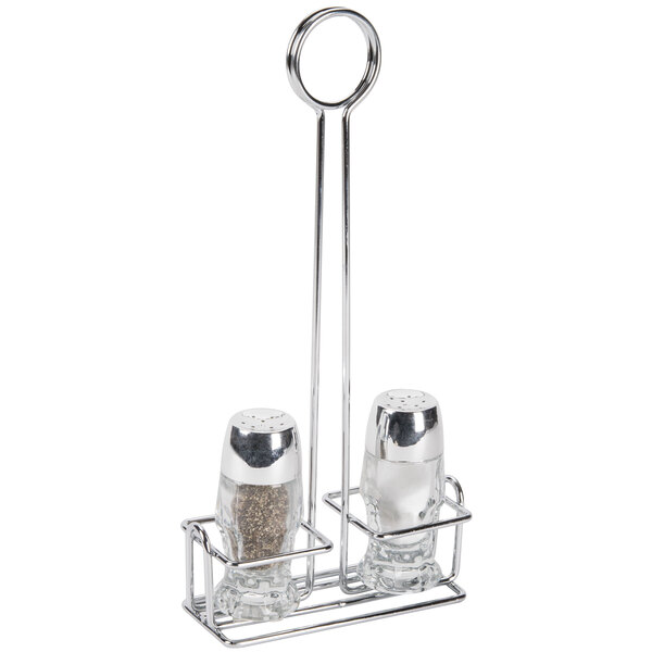 American Metalcraft WSPR3C Chrome Salt and Pepper Shaker Rack Round Top