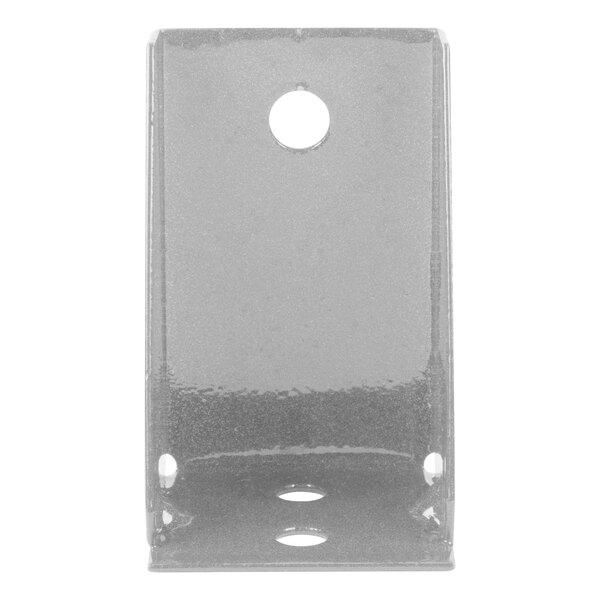 A close-up of a chrome Metro wall mount replacement end bracket.