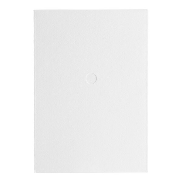 A white rectangular Pitco filter paper with a circle in the middle.