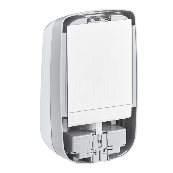 A white and gray Purell FMX-12 dispenser.