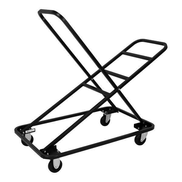 A black metal National Public Seating Melody Stack Chair Dolly.