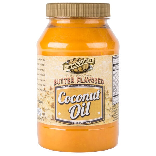 A 32 fl. oz. jar of Golden Barrel butter flavored coconut oil.