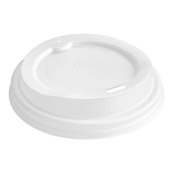 EcoChoice 8 oz. Tall White Compostable Paper Hot Cup Lid - 50/Pack