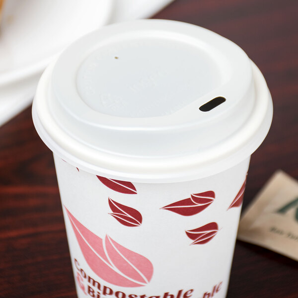 EcoChoice 8 oz. Tall White Compostable Paper Hot Cup Lid 50/Pack