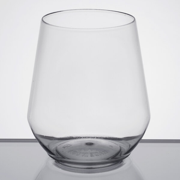A clear WNA Comet Reserv stemless wine goblet.