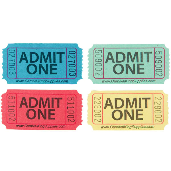 Carnival King Green 1-Part Customizable Admit One Tickets - 2000/Roll
