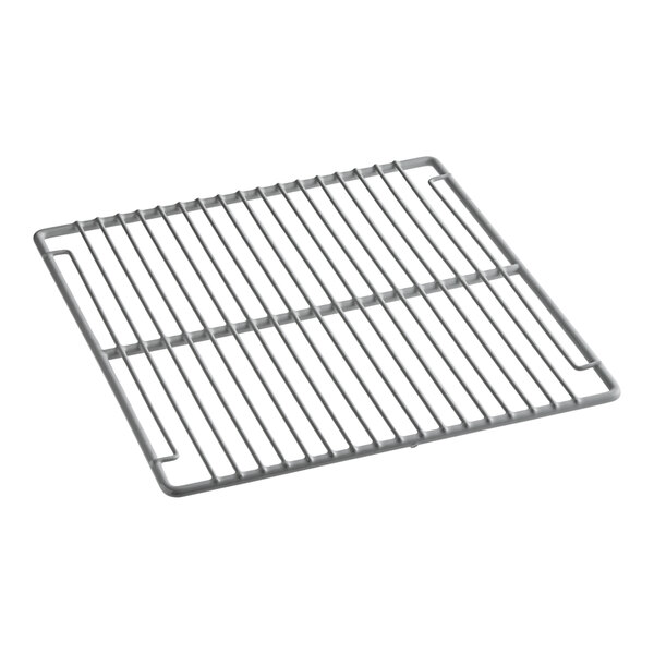 A Turbo Air metal grid shelf with a white polyethylene coating.