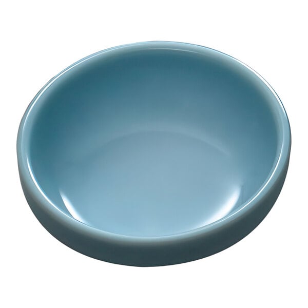 A blue Thunder Group Blue Jade melamine bowl.