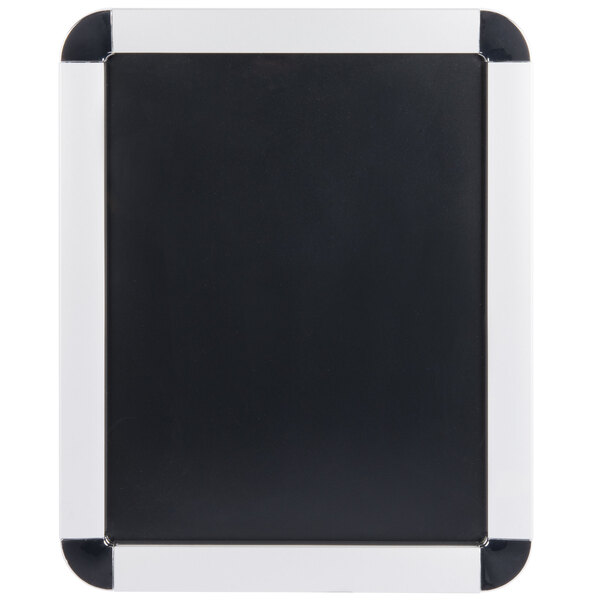 A black rectangular object with a white border.