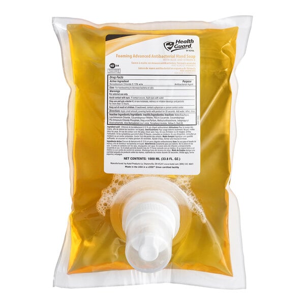 Kutol 21341 Health Guard 1000 mL Advanced Antibacterial Foaming Hand Soap Bag - 6/Case