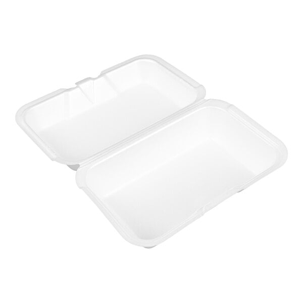 Genpak 21700 8 1/4" x 5 3/16" x 3" White Small Deep All-Purpose Foam Hinged Lid Container - 500/Case