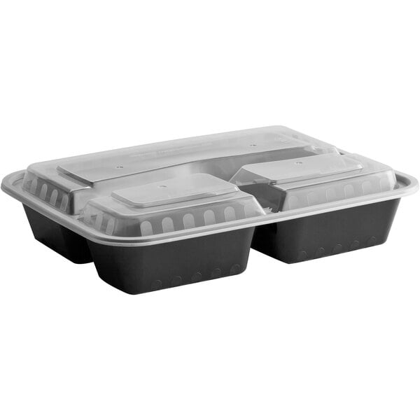 32 Ounce Plastic Take-Out Microwave Soup Food Container with lids, 50-Count