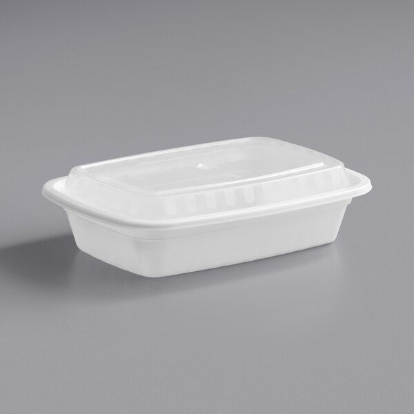 24 Oz. White Rectangle Meal Prep Container With Lids 