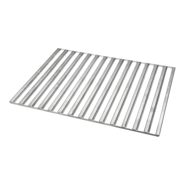 A close-up of a stainless steel Pitco fish grid.