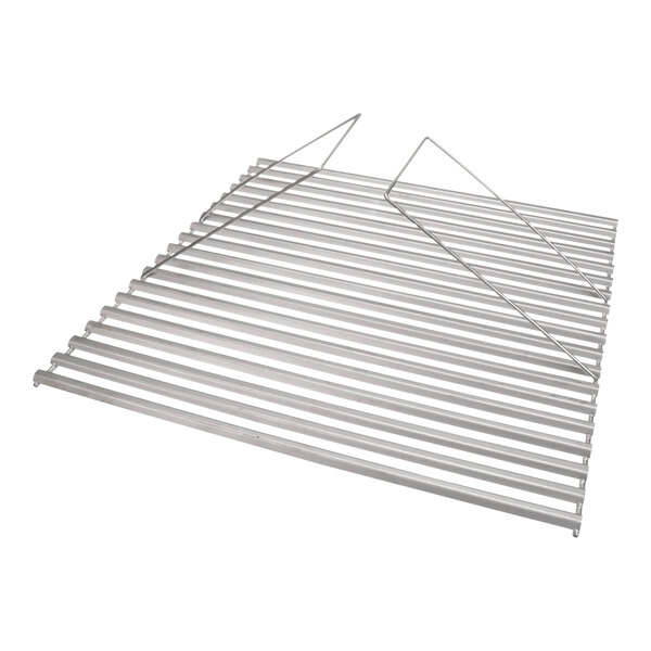 A metal grid with metal rods and handles.