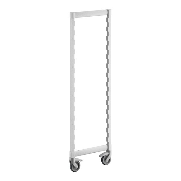 A white rectangular Camshelving® Premium mobile post kit with wheels.