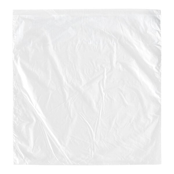 A clear plastic deli saddle bag with a flip top.