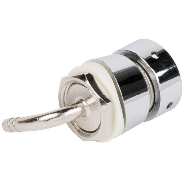 A close-up of a chrome plated metal Avantco elbow shank assembly.