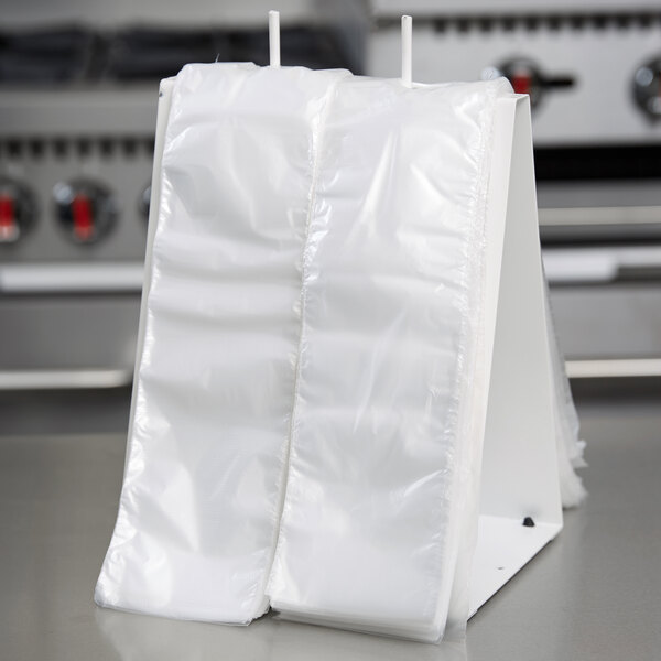 Flip Top Choice Deli Saddle Bag Stand with Plain 6 1/2 x 6 1/4 Deli Bags 6 Units