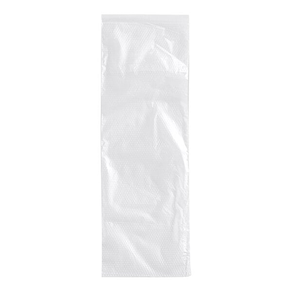 A clear, rectangular deli saddle bag with a flip top, measuring 3 1/2 inches by 10 inches.