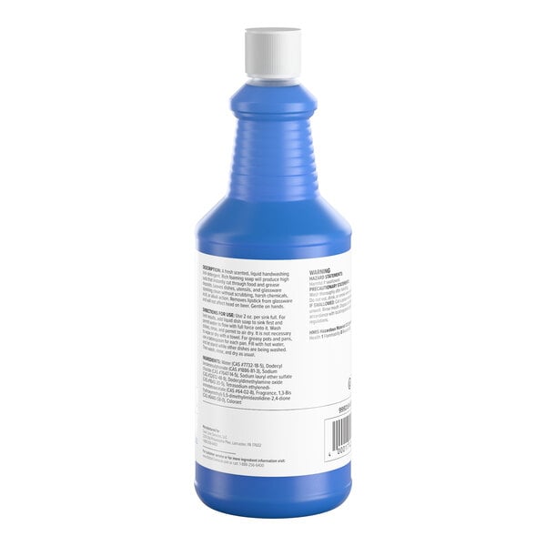 A 32 oz. bottle of Advantage Chemicals concentrated liquid dish soap with a blue container and white label.