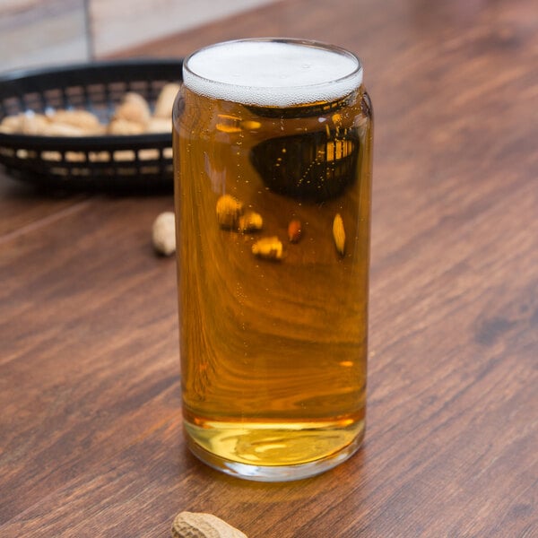 12/16o/20oz Beer Can Glass with Bamboo Lid Frosted and Clear