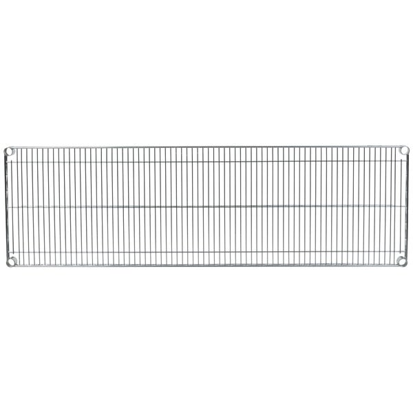 A Metro Super Erecta wire shelf with a metal grid.