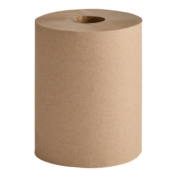 A roll of natural kraft hardwound paper towel.