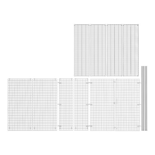 Regency chrome wire security cage kit with white grid panels.