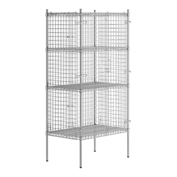 A Regency chrome wire security cage with shelves.