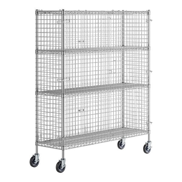 A Regency metal wire security cage kit on wheels.