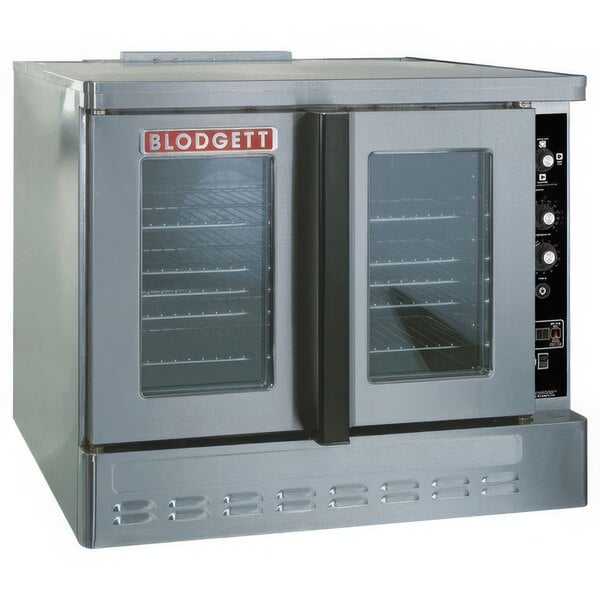 A Blodgett natural gas commercial convection oven base unit with two glass doors.