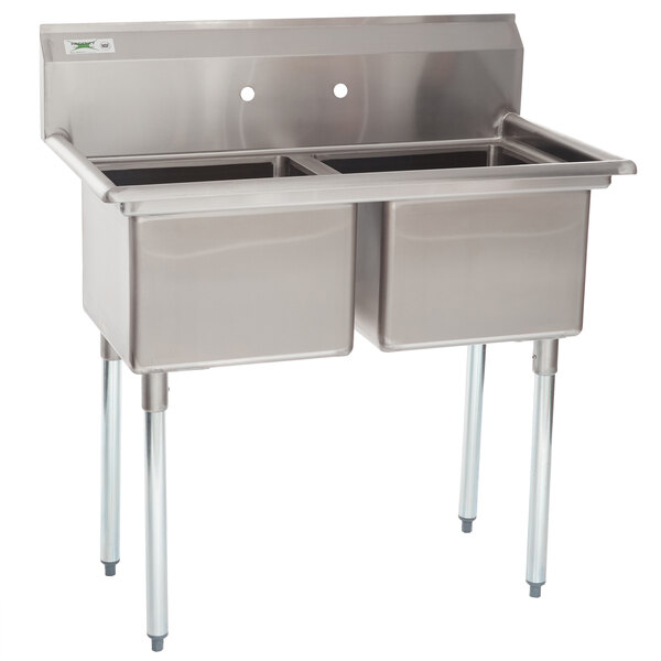 Regency 41 16 Gauge Stainless Steel Two Compartment Commercial Sink Without Drainboards 17 X 17 X 12 Bowls