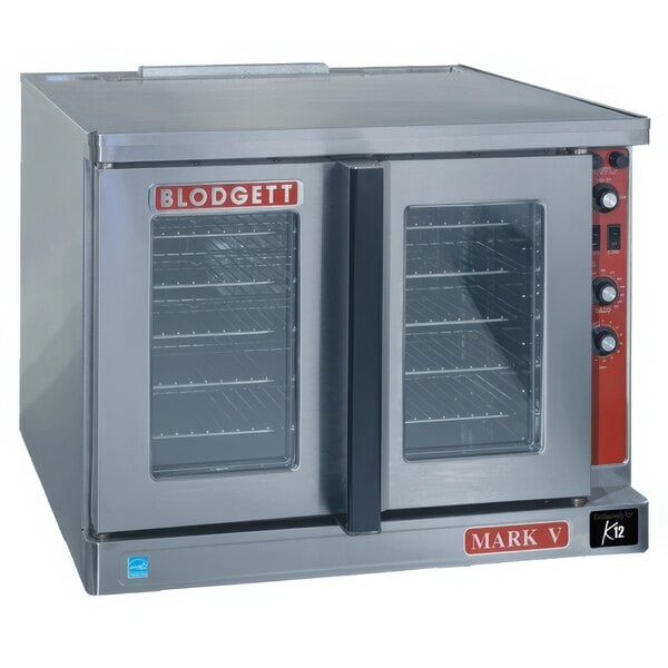 A Blodgett commercial convection oven with two glass doors.