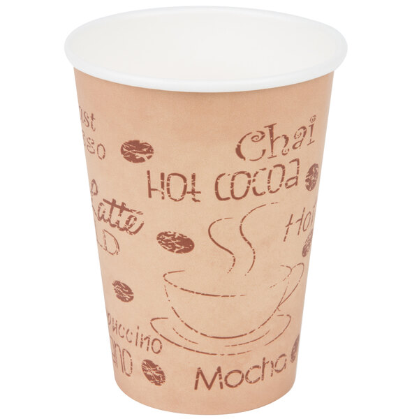 Choice 12 oz. Paper Hot Cup, Lid, and Sleeve Combo Kit - 25/Pack